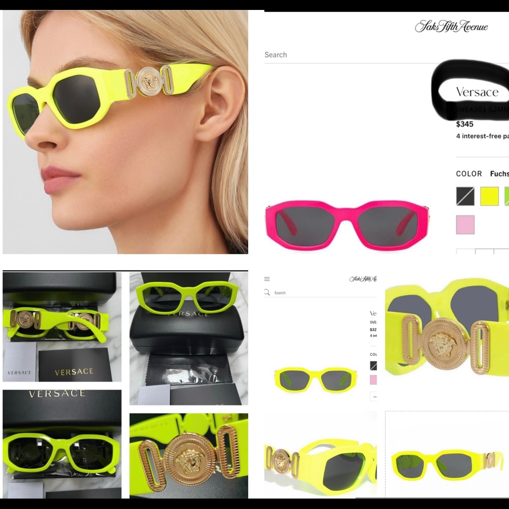Versace Unisex Yellow, Fuchsia Or Green 2026 Hot Spring/ Summer Sunglass Colors